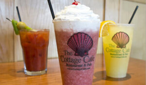 Three specialty drinks from the Cottage Café